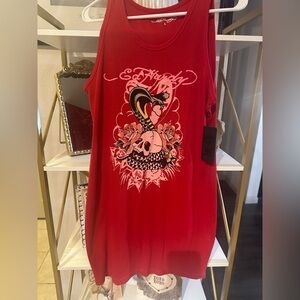 Ed Hardy Crimson Graphic dress